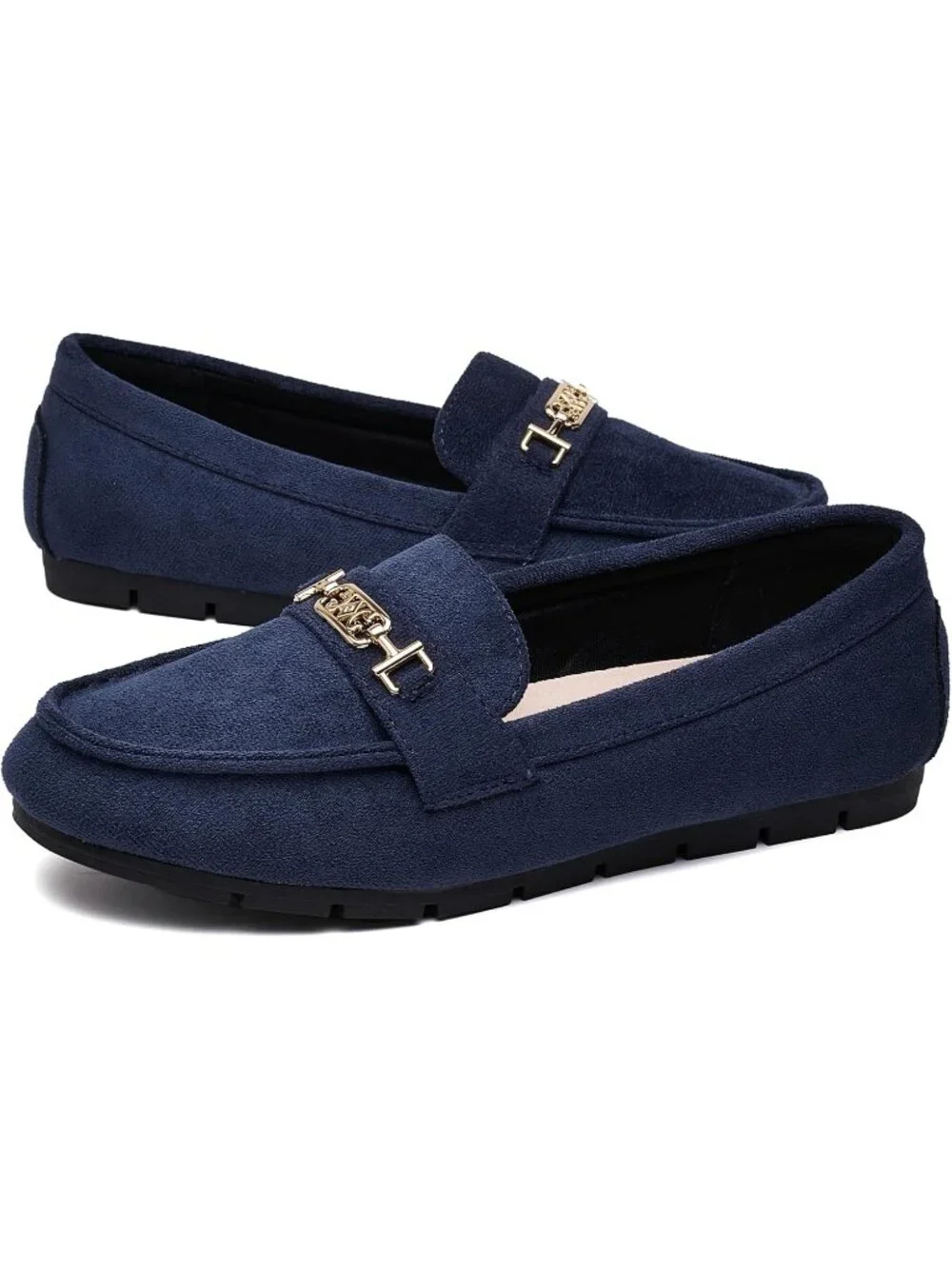 Women's Blue Comfort Walking Pull On Leisure Slip On Work Loafer Flat Shoes